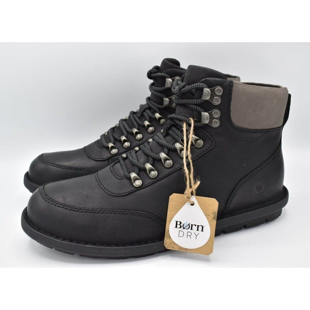 Born Mens Size 9 Scout Black Full Grain Leather Waterproof Lace Up Combo Boots